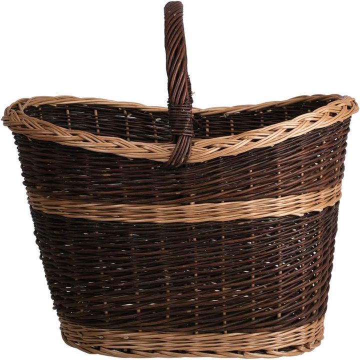 e-wicker24 Grosser Vollweidener Kaminkorb/Gartenkorb, Kaminkorb aus ungeschälter Weide, Weidenkorb f