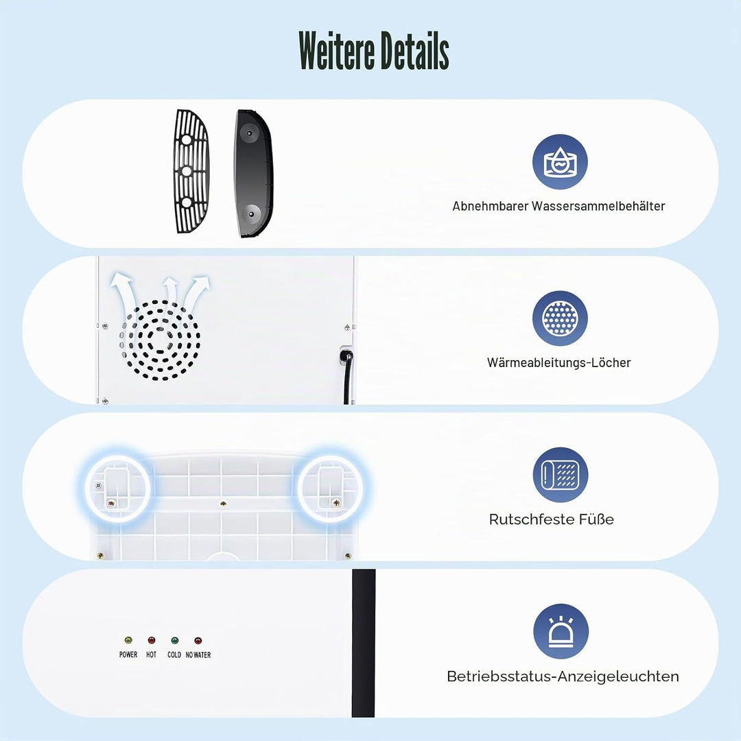 500W Wasserspender Bodenstehender Wasserspender mit Thermostat Schutzfunktion Kalt Heiss Doppelfunkt