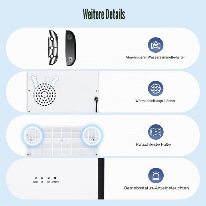 500W Wasserspender Bodenstehender Wasserspender mit Thermostat Schutzfunktion Kalt Heiss Doppelfunkt