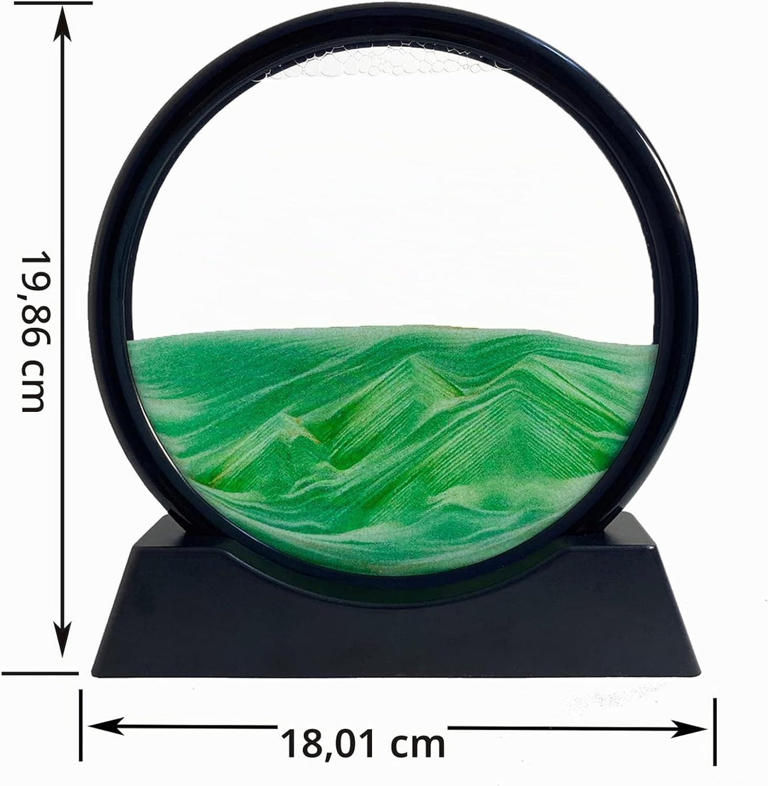 3D Sandbilder Zum Drehen - Dynamisches Sandbild Runde Glas Rahmen, Bewegliche Sandkunst Landschaft,
