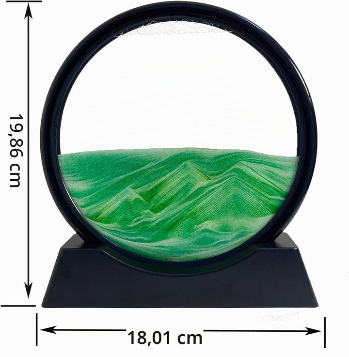 3D Sandbilder Zum Drehen - Dynamisches Sandbild Runde Glas Rahmen, Bewegliche Sandkunst Landschaft,