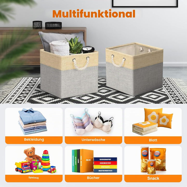 RIWNNI Aufbewahrungsbox Stoff 30x30 [4-Pack], Faltbarer Aufbewahrungsbox für Stoff, Ideal für Kallax