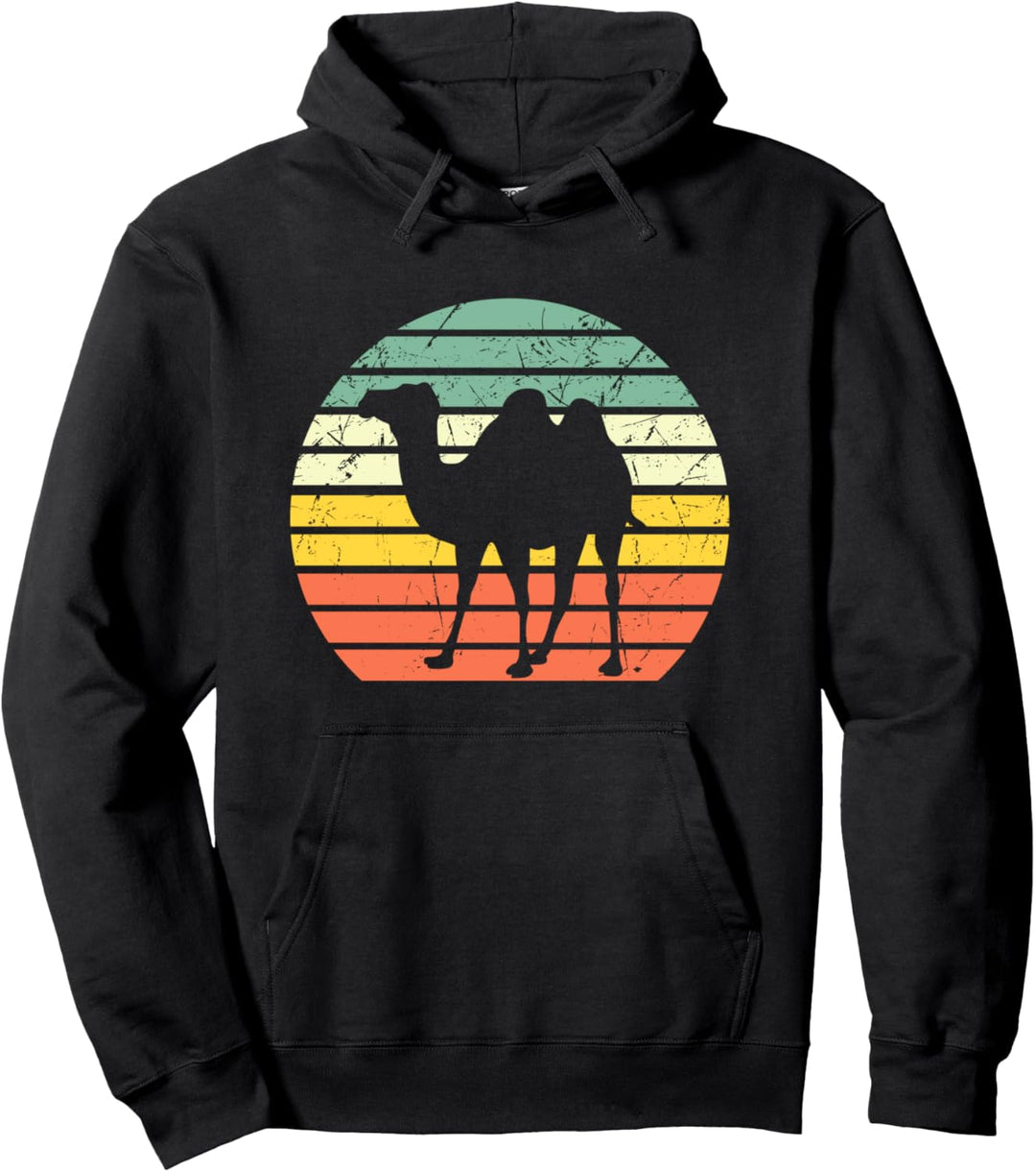 Kamel Silhouette Vintage Retro Sonnenuntergang Pullover Hoodie