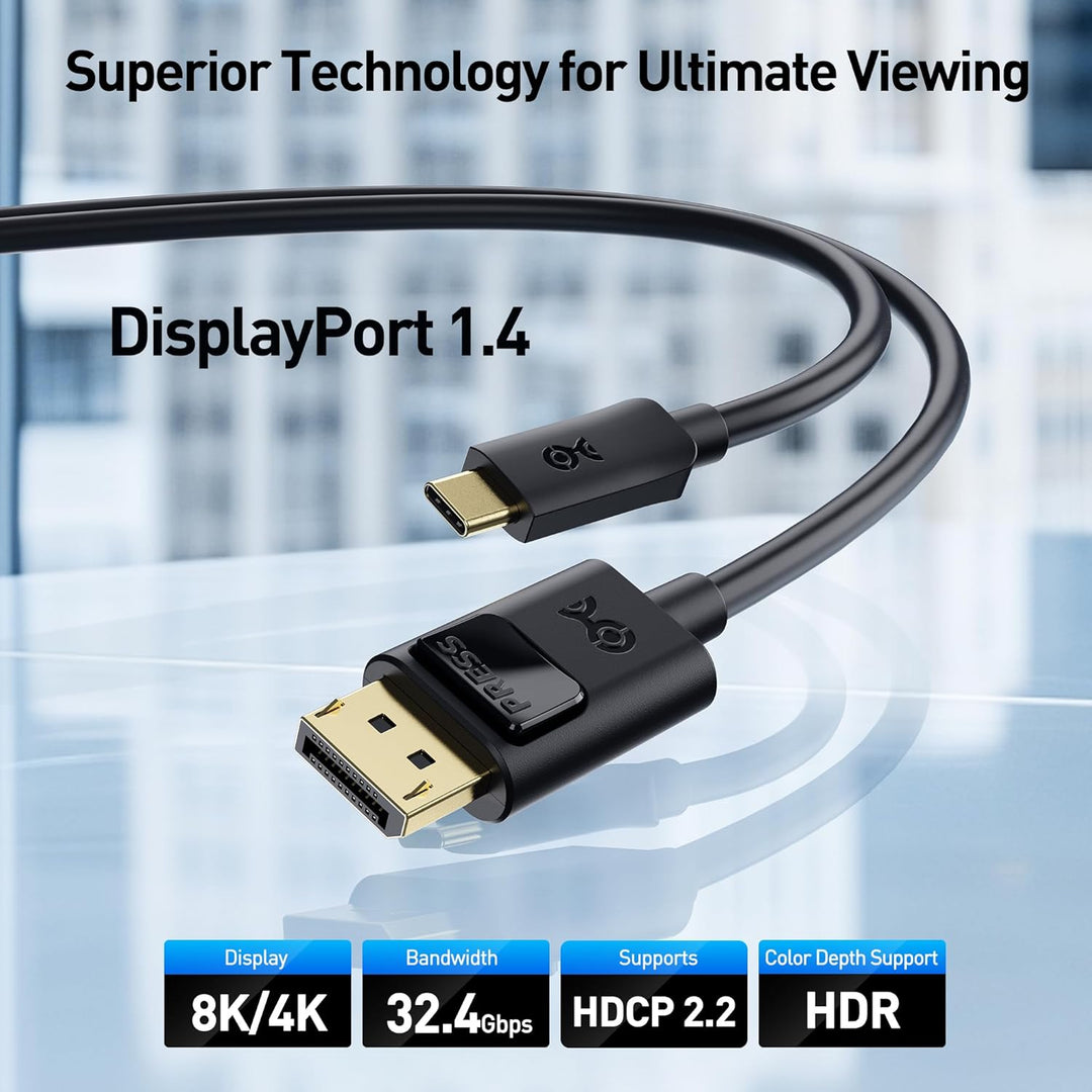 Cable Matters USB C DisplayPort Kabel 8K 60Hz (USB C auf DisplayPort Kabel, USB C zu DisplayPort 1.4