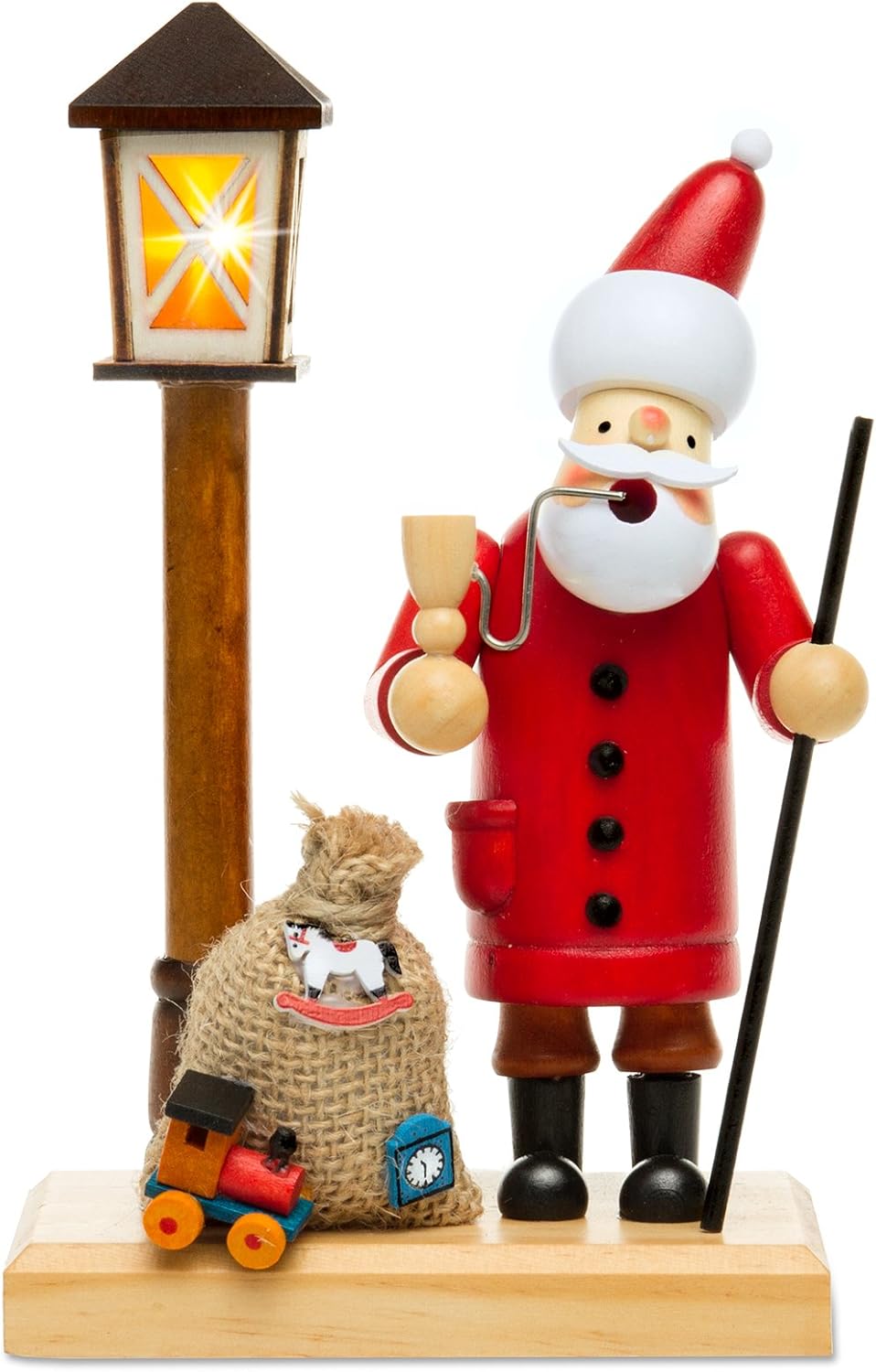 Sikora RM-A-LED Holz Räuchermännchen mit batteriebetriebener beleuchteter LED Laterne, Farbe/Modell: