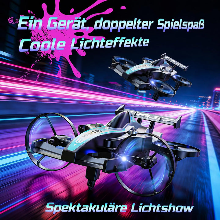 DEERC HT35 Kinderdrohne, 2-in-1 Luft- &amp; Bodenfahrzeug, RC Auto und Drohne, 3 Geschwindigkeitsstufen,
