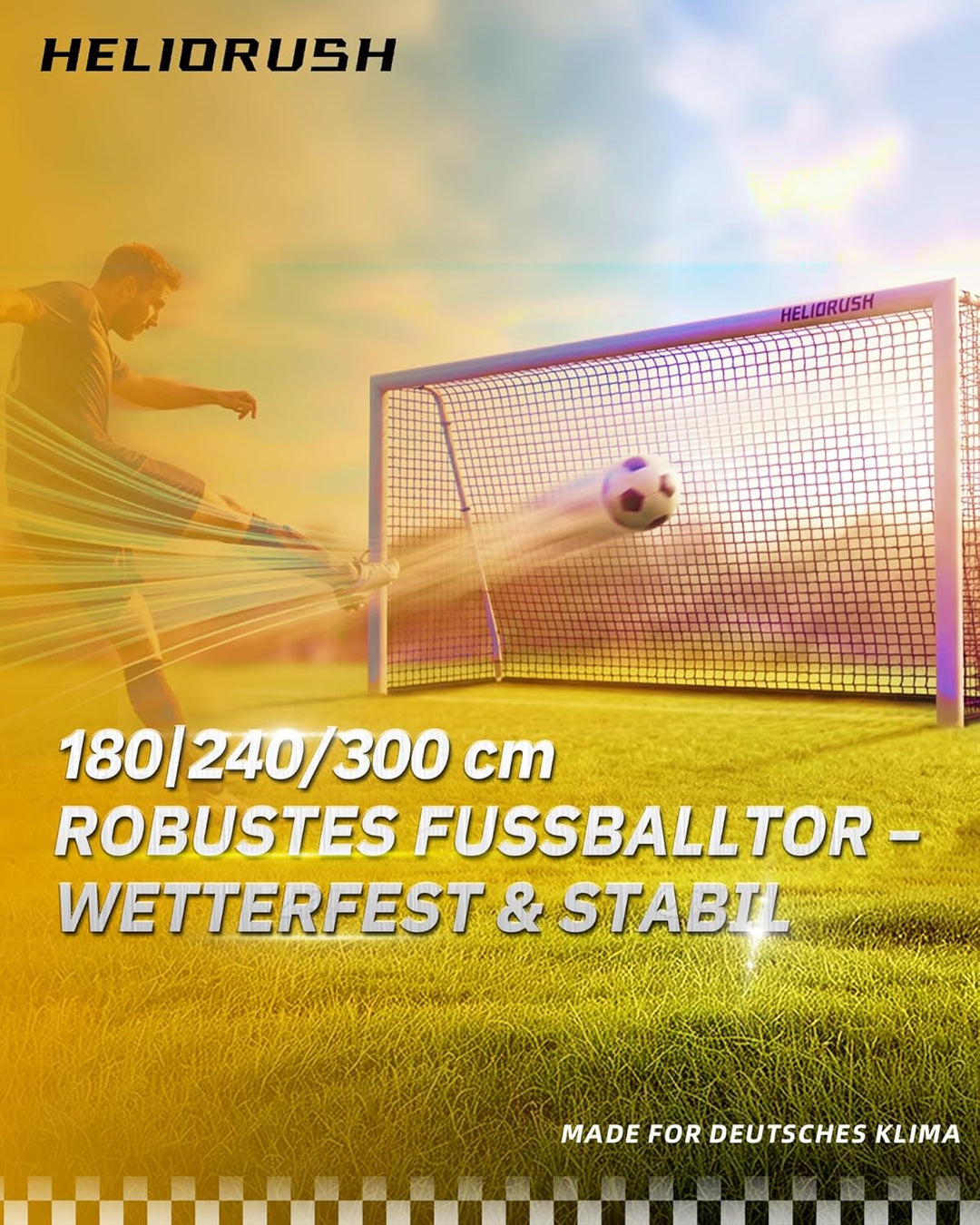Fussballtor für Garten Kinder & Jugendliche: Wetterfest & Rostfrei – Stahlrahmen, 1000D Netz, 180/24