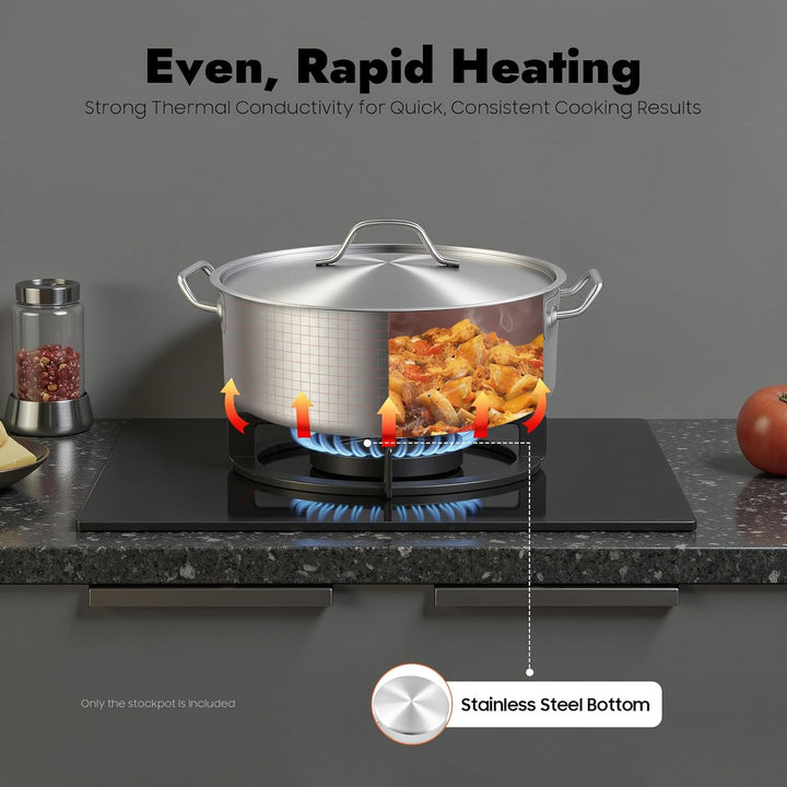 Topf Kochtopf 36 cm, Suppentopf Edelstahl 10L, Kochtopf Induktion Nudeltopf, XXL Cooking Pot, Stainl