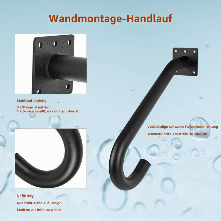 VANROUG 2 Stück Schwarze Übergangshandläufe Handläufe für Outdoor-Stufen, Fit 1 oder 2 Stufen Outdoo