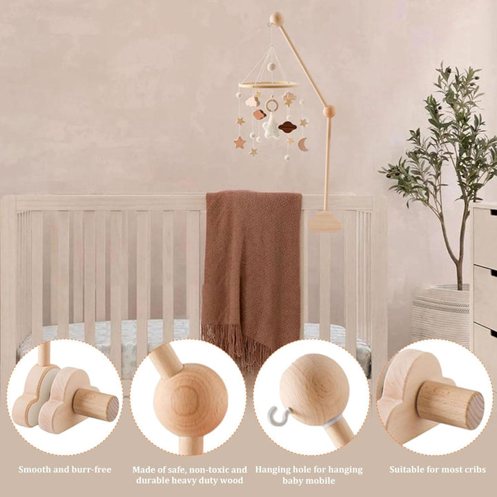 Mobile Halterung Holz,Baby Mobile Halterung für Babybett,Verstellbarer Mobile Halterung Wickeltisch