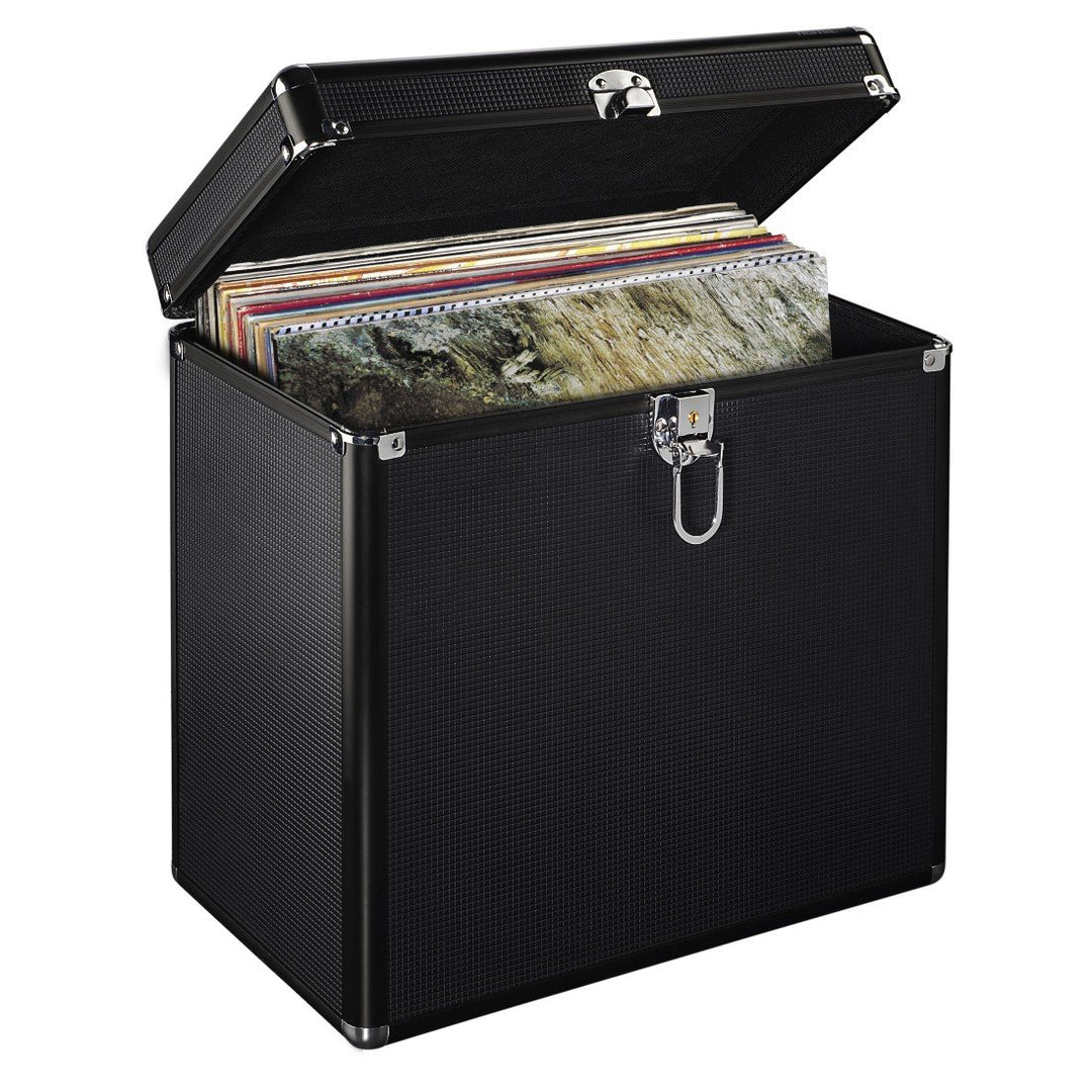 Hama LP-Koffer im Alu-Look (zur Aufbewahrung von 50 Schallplatten, abschliessbar) Vinyl Aufbewahrung