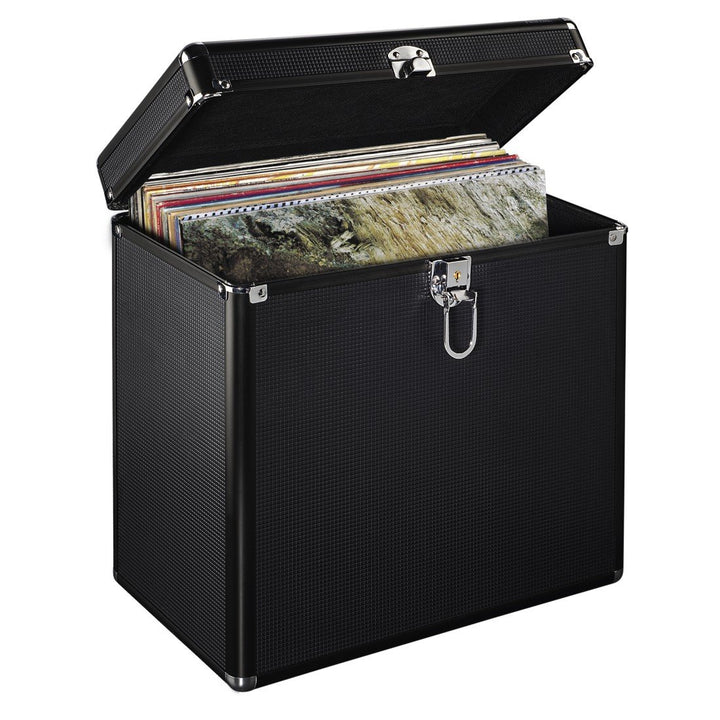 Hama LP-Koffer im Alu-Look (zur Aufbewahrung von 50 Schallplatten, abschliessbar) Vinyl Aufbewahrung
