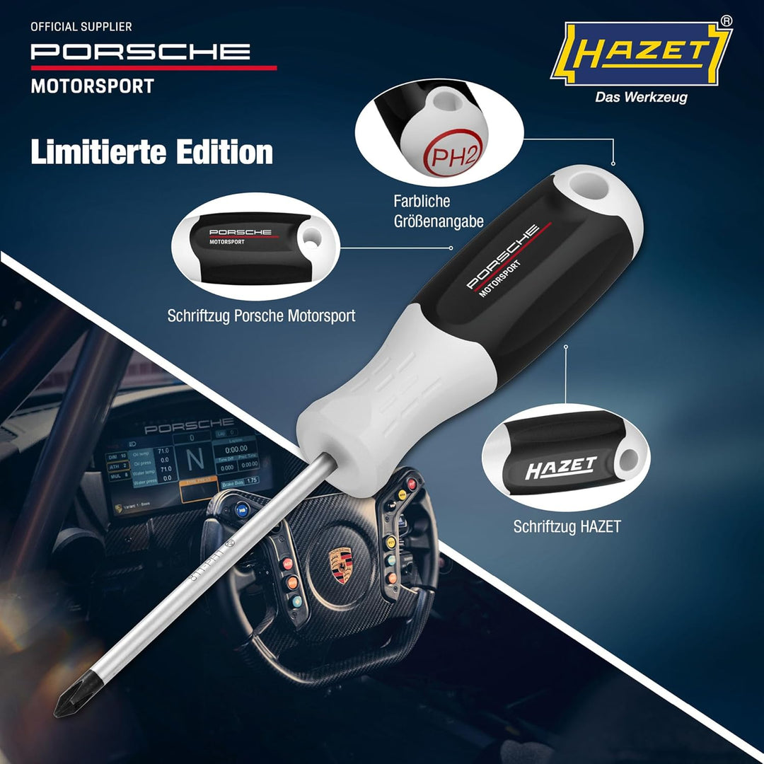 HAZET Schraubendreher Satz 811/6-PD, 6-teilig, Porsche Motorsport Edition, PH Kreuzschlitz und Schli