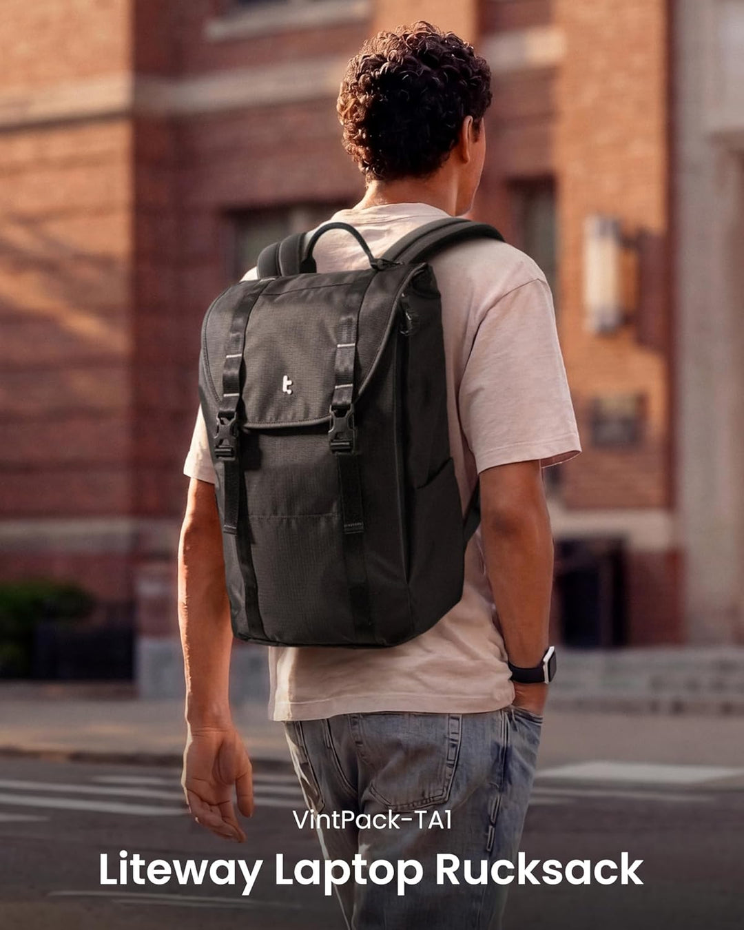 tomtoc Laptop Rucksack, 22L Vintage Tagesrucksack für 13-16 Zoll Laptops, Leicht & Wasserabweisend,