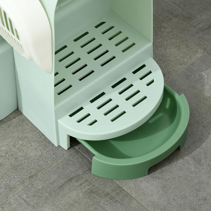PawHut Katzentoilette, Katzenhaus, Katzenklo inklusive Schaufel, 2 Herausziehbarer Bodenwannen, Haub