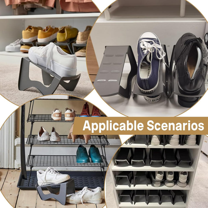 12 Stück Schuhstapler Platzsparend, rutschfest Doppelschicht Schuhsortierer Schuh Organizer für Schr