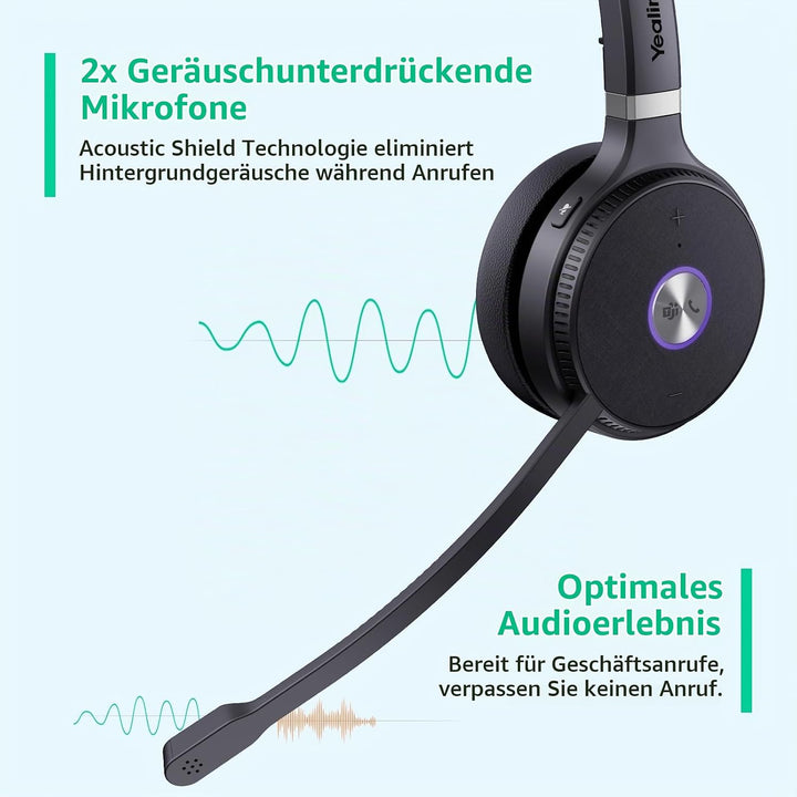 Yealink WH62 Schnurloses DECT-Headset Teams Zertifiziert, EIN-Ohr-Büro-Headset für Tischtelefon und