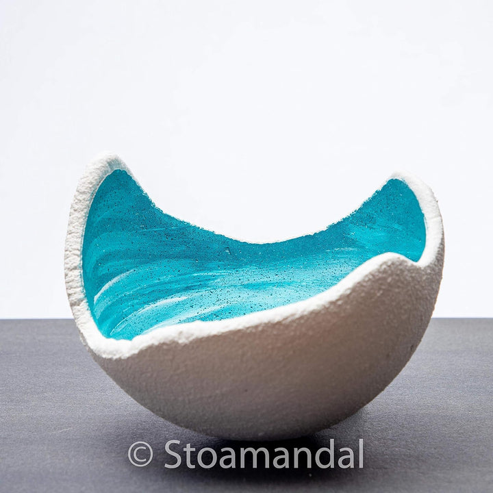 Lichtschale swirly-lagoon - S (15cm) - Beton weiss - Unikat handmade - Windlicht - Geburtstagsgesche