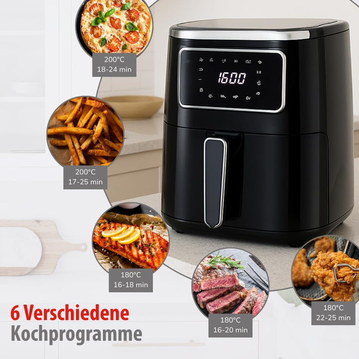 alpina Heissluftfritteuse 4.5L - Airfryer für 3 bis 4 Personen - Air Fryer mit Digitalanzeige - Eins