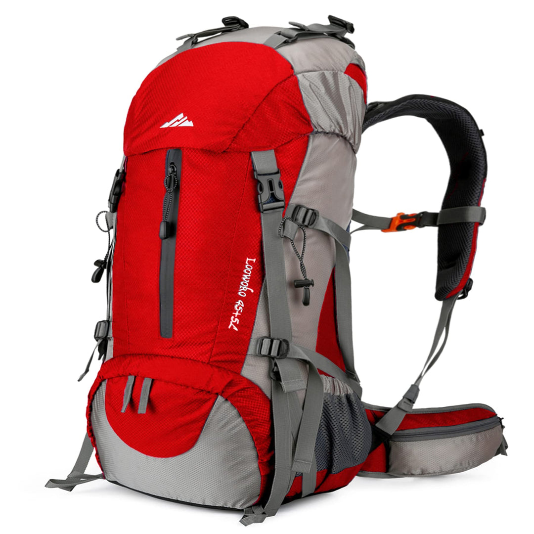 Loowoko 50 l Wanderrucksack, wasserdichte Camping-Essentials-Tasche mit Regenschutz, 45 + 5 Liter le