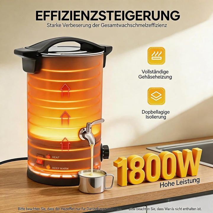 Cutycaty Wachsschmelzer für Kerzen 8L/10L/12L/15L Wachsschmelzgerät für Kerzenherstellung 1800W Elek