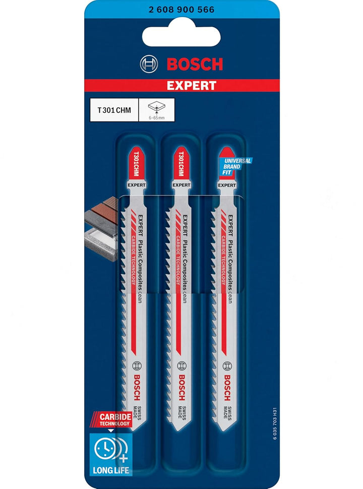 Bosch 3x EXPERT Plastic Composites Clean T301CHM Stichsägeblatt (für WPC Holz-Kunststoff-Verbundstof