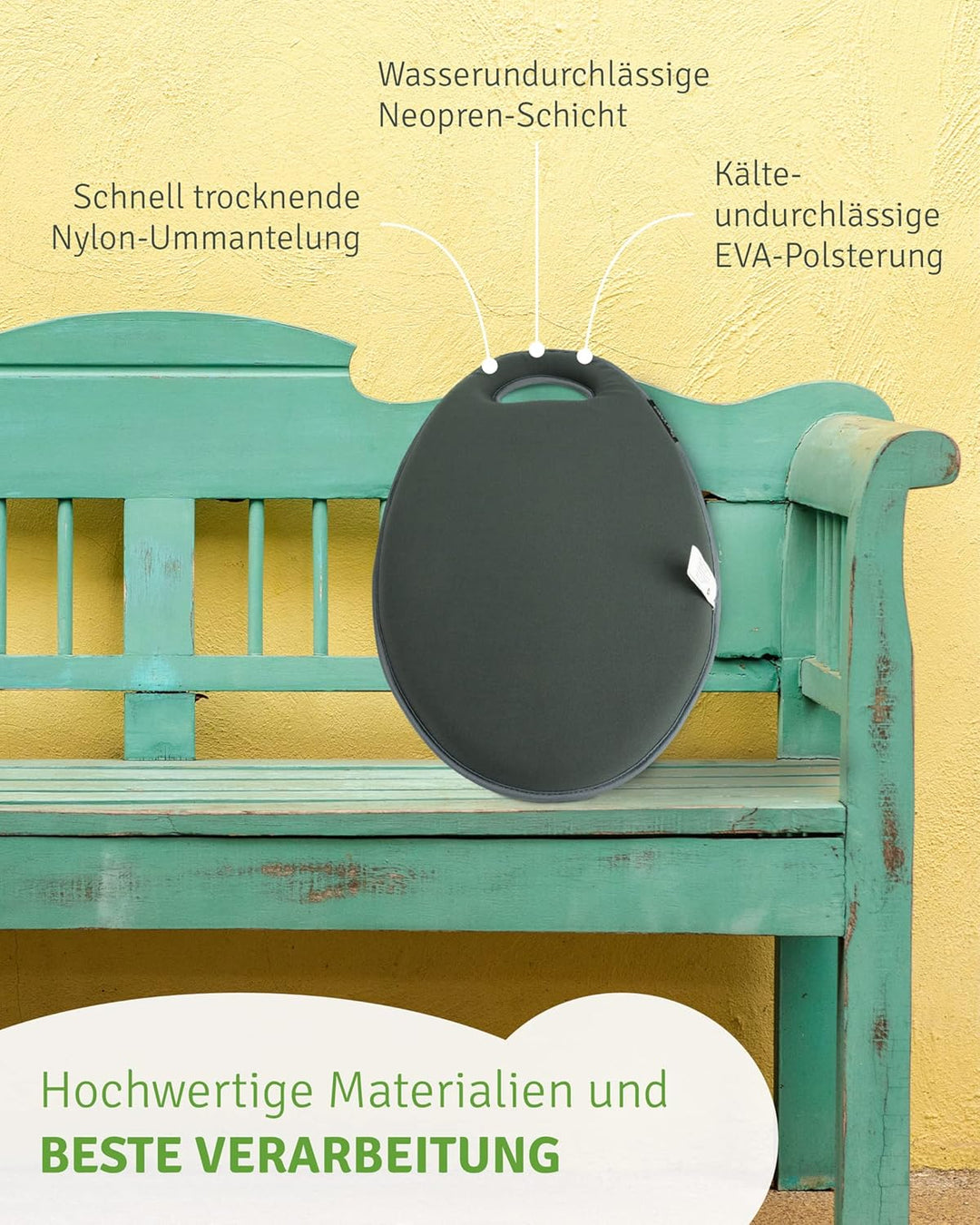 TECHNIGART Knie-Kissen für Indoor & Outdoor - Sitz-Polster für unterwegs, Garten-Arbeit, Camping, et