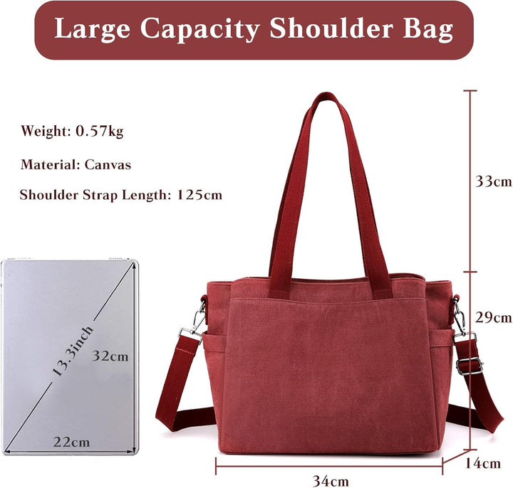 CORIOS Damen Schultertasche Canvas Handtasche Casual Tragetasche Grosse Kapazität Umhängetasche Mult