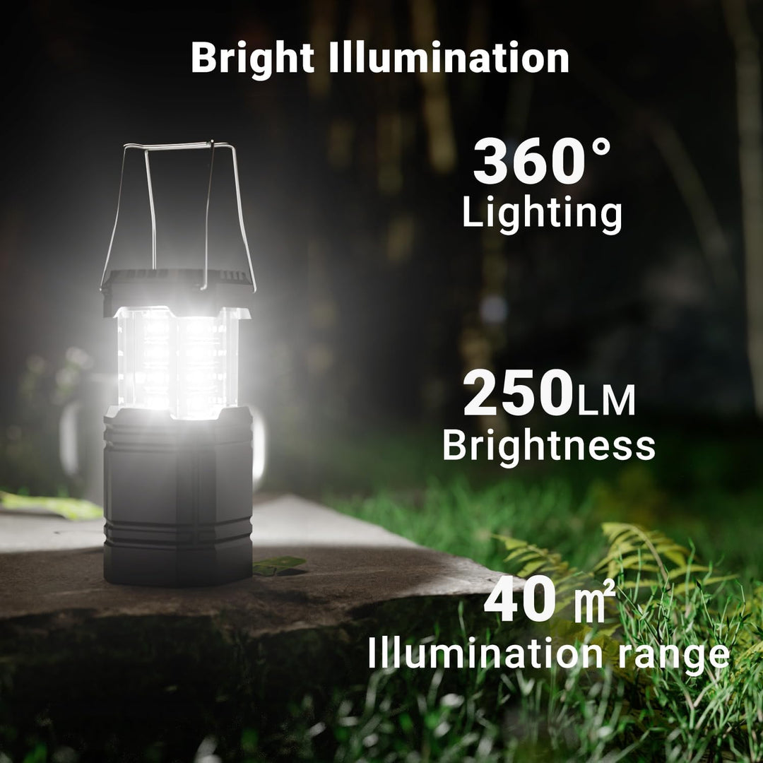 LED Campinglampe Solar, Wasserdicht LED Camping Laterne, Notfallleuchte mit Handkurbel, Eingebaute 3