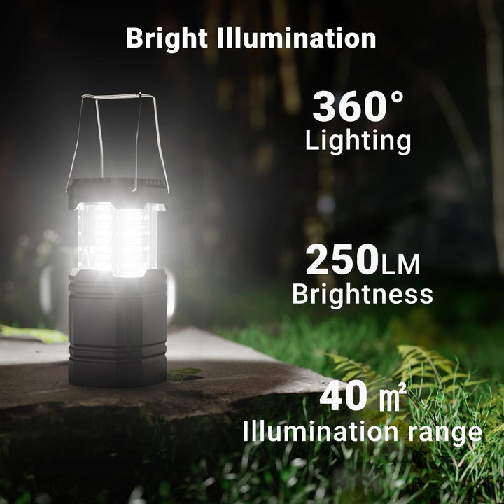 LED Campinglampe Solar, Wasserdicht LED Camping Laterne, Notfallleuchte mit Handkurbel, Eingebaute 3