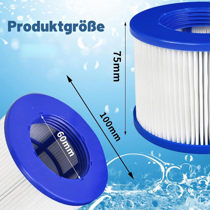 Filterkartuschen für aufblasbares Spa, Filter für Spa Zubehör Clever Spa Filter 75 * 100 mm Höhe 75