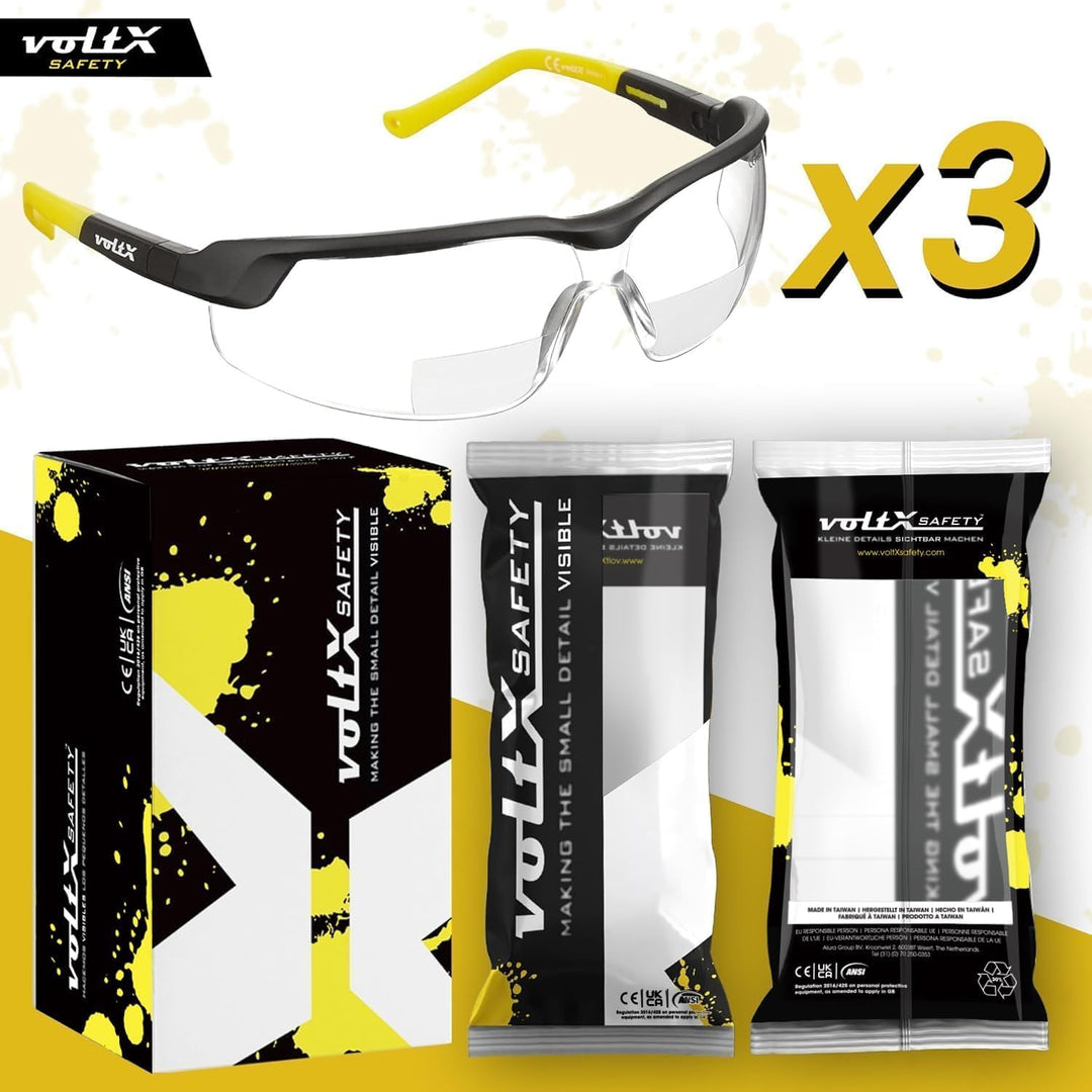 voltX 3 x GT Adjustable (2020 Model) Bifokale Lesen Schutzbrille (KLAR +1.0 Dioptrie), Anti-Beschlag
