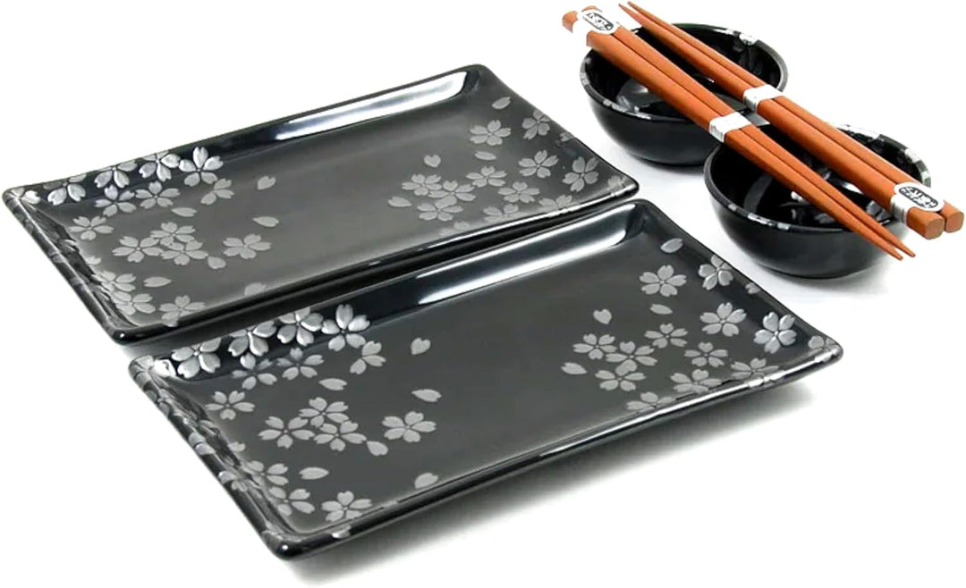 BESTSELLER 2023 - Sushi Set schwarz - Hana Black - 2 Personen - Japanisches Sushi Set - Sushi Geschi
