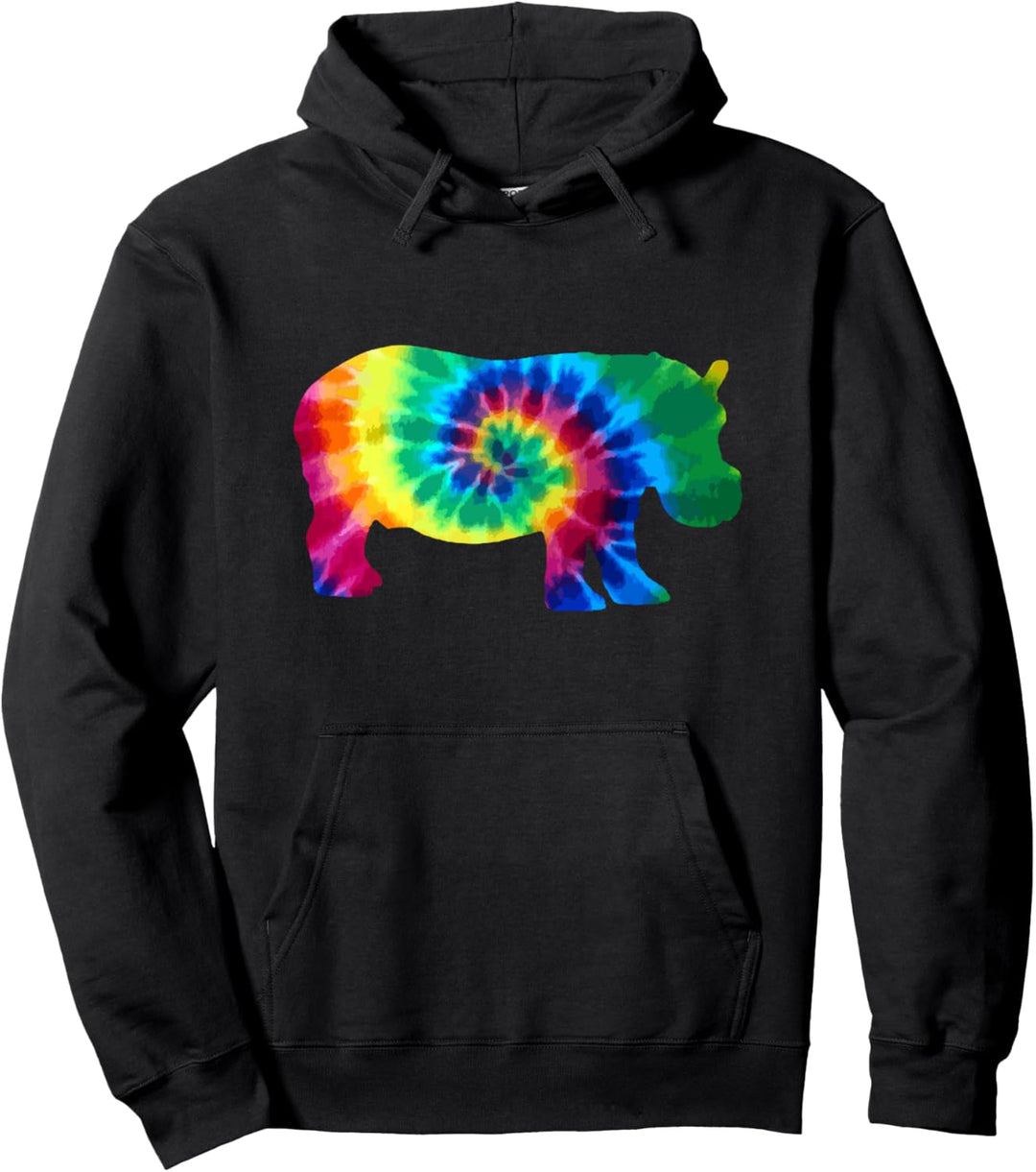 Nilpferd Tie Dye Vintage Hippie Hippo Pullover Hoodie
