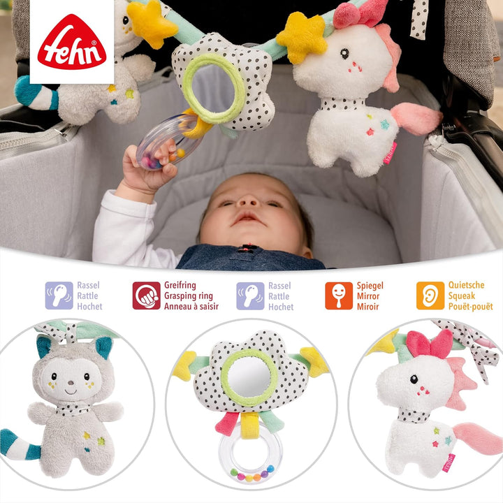 Fehn Kinderwagenkette Spielzeug Aiko & Yuki – Baby Mobile Kette mit niedlichen Figuren zum Aufhängen
