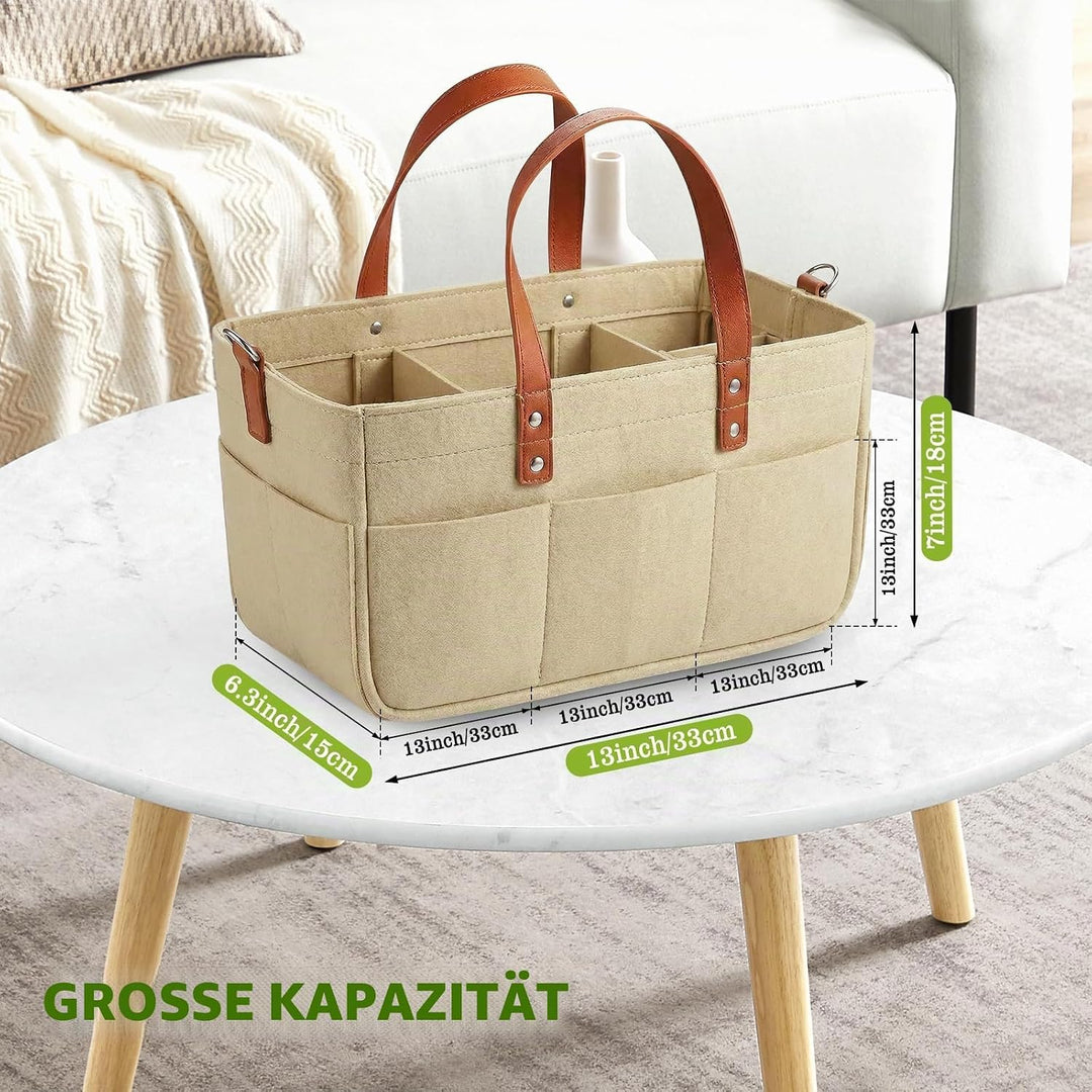 30L Filztasche Einkaufstasche mit Fächern, Filztasche Einkaufskorb Shopper für Outdoor Trips, Pickni