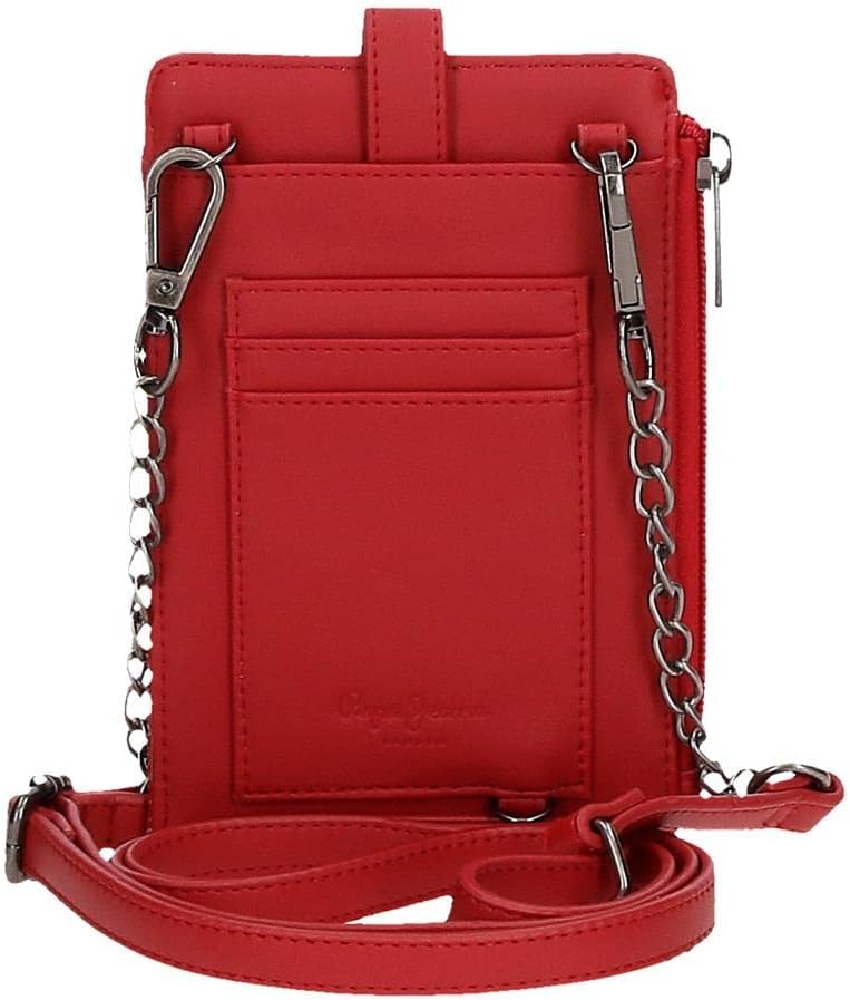 Pepe Jeans Oana Rot Mobile Umhängetasche 9,5x16,5 cm Polyester mit Kunstlederdetails, Umhängeta