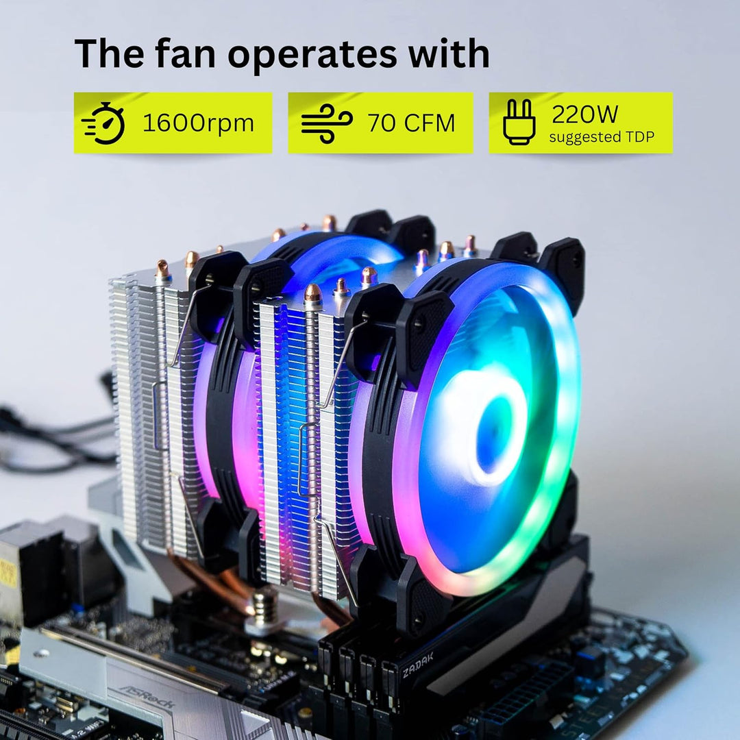 Gelid Solutions Glacier RGB – Twin Tower mit 6 Power Heatpipes – 2X 120mm-ARGB-PWM-Lüfter – TPD 220W