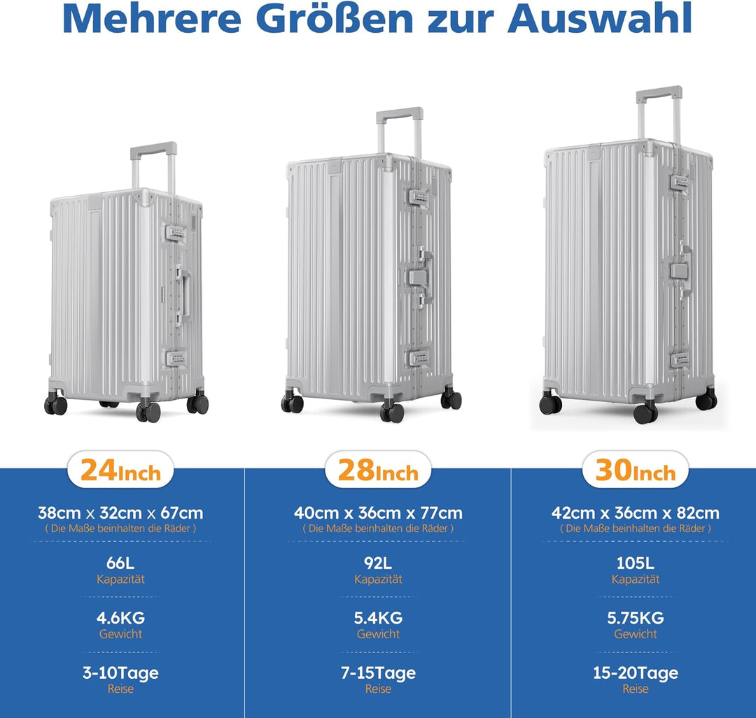 ALPHA CAMP Koffer Grösse XXL Reisekoffer Leicht Hartschalenkoffer Polycarbonat 105L Luggage Suitcase