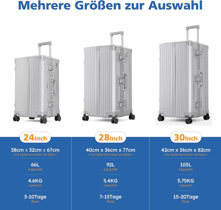 ALPHA CAMP Koffer Grösse XXL Reisekoffer Leicht Hartschalenkoffer Polycarbonat 105L Luggage Suitcase