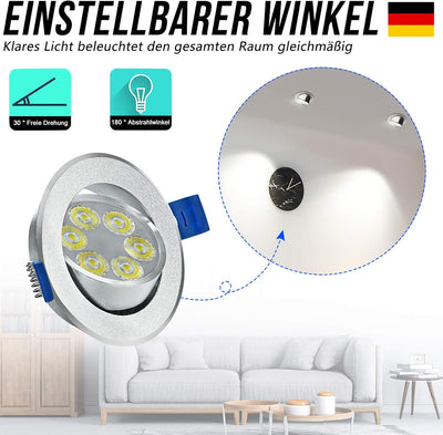 AufuN 20 x 3W LED Einbauleuchte Schwenkbar LED Deckenspot LED Einbauspot Weiss LED Spot Einbauleucht