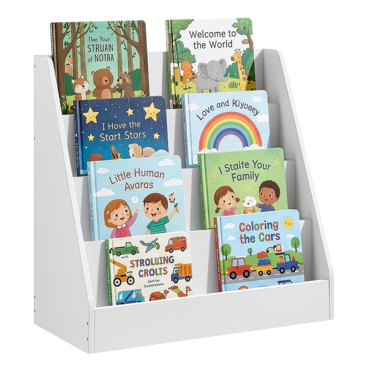 SONGMICS Bücherregal Kinder, Kinderregal, Montessori Regal mit 4 Ebenen, für Bilderbücher, Kinderzim