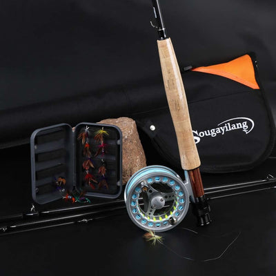 Sougayilang Fliegenfischrute mit Leichter, tragbarer Fliegenrute und CNC-gefräster Aluminiumlegierun