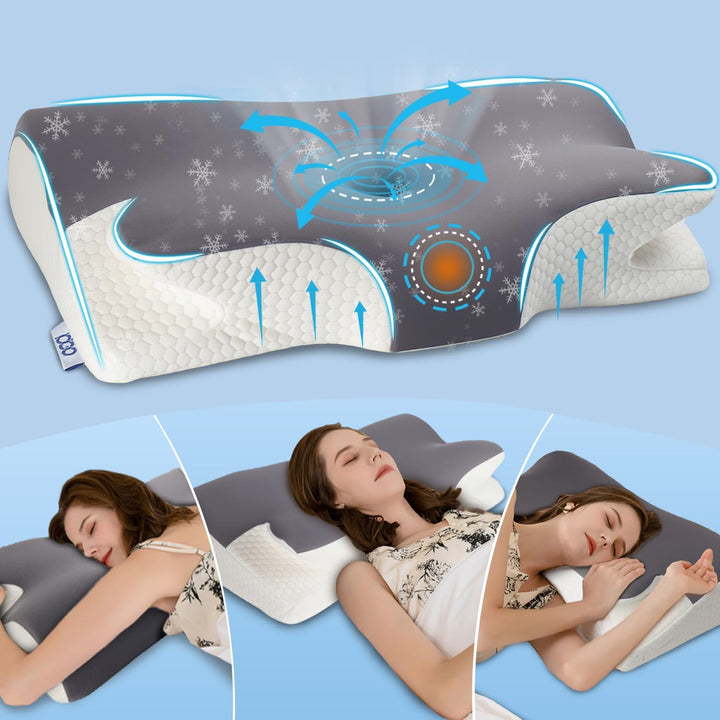 Nackenkissen Kopfkissen Nackenschmerzen, Ergonomisches Memory Foam Nackenstützkissen, Orthopädische