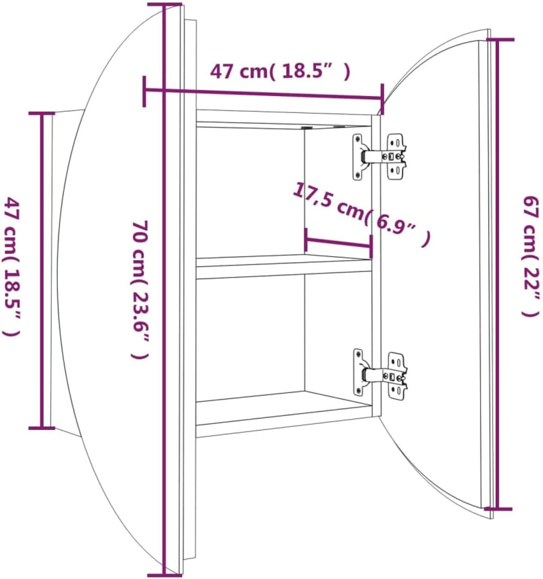 Tidyard Badezimmerschrank mit Rundem Spiegel & LED LED-Badschrank LED-Spiegelschrank Hängeschrank Wa