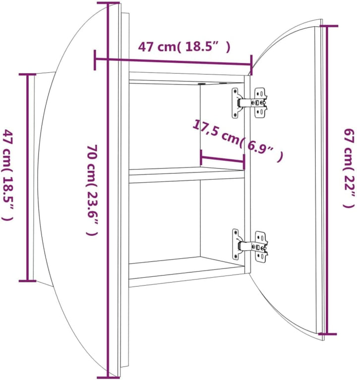 Tidyard Badezimmerschrank mit Rundem Spiegel & LED LED-Badschrank LED-Spiegelschrank Hängeschrank Wa