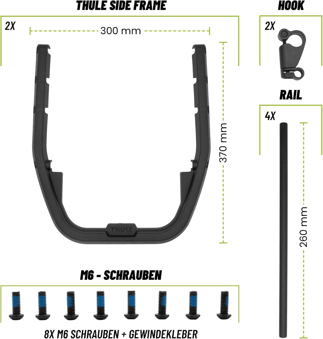 Thule Side Frames Set Seitenrahmen Für Tour Rack Black, One-Size