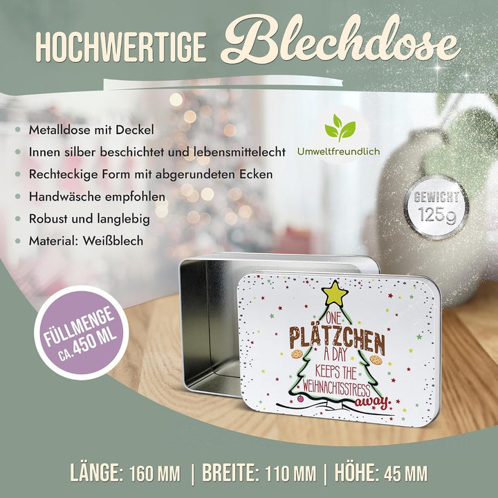 Print Royal PR Geschenkdose mit lustigem Spruch - One Plätzchen a day - Blechdose bedrucken, Keksdos