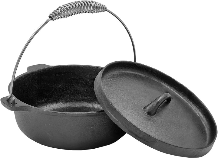 matrasa Dutch Oven - Grilltopf mit Deckel - Feuertopf Schmortopf Camping Topf Gusseisen 1,5 L 20x11c