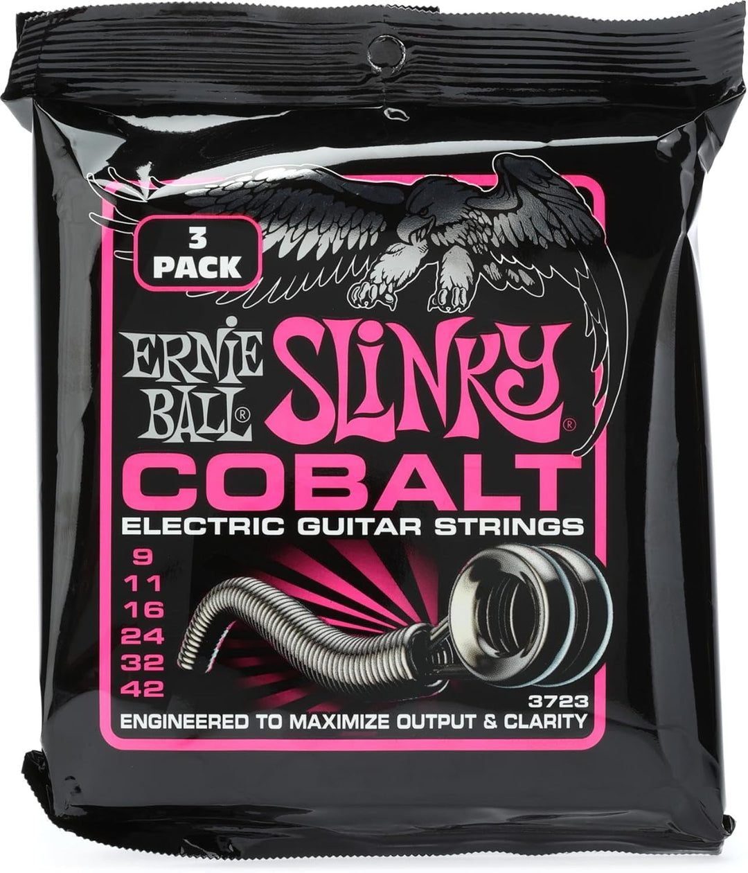 Ernie Ball Super Slinky Cobalt E-Gitarrensaiten, 3-er -Pack, Stärke 9-42 Super (9-42) 3 Stück, Super